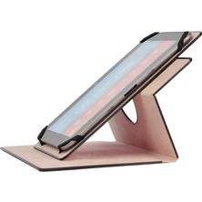 Canpay Apple iPad 10.nesil 10.9" Inç Uyumlu Tablet Kılıfı Pu Deri 360 Derece Dönebilen Universal Kılıf Case Rose Gold