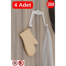 Risingmaber 3m Yapışkanlı Beyaz Çift Kancalı Askılık, Bornoz Askı, Mutfak Banyo Askısı (4 Adet) MT90B