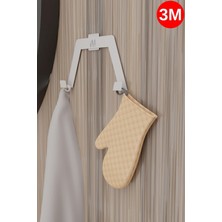 Risingmaber 3m Yapışkanlı Beyaz Çift Kancalı Askılık, Bornoz Askı, Mutfak Banyo Askısı (4 Adet) MT90B