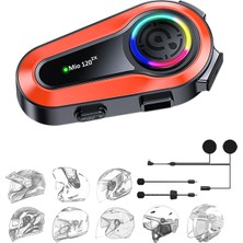 Mioji Mio 120 2x RGB 1000mAh IPX6 1500m 2 Kişilik Kask Intercom Motosiklet Bluetooth Kulaklık