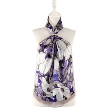 Bursa İpek Mor Nergis Desen Ipek Fular