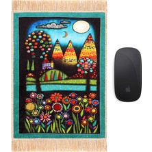 Bursa İpek Su Yeşil Ay Işığı Dekoratif Küçük Halı Mousepad