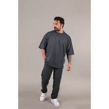 Yakamel Erkek Oversize Kısa Kollu Eşofman Takımı