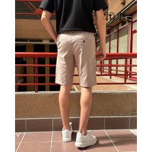 İnpool Erkek, Bel Bağcıklı, Regular Fit, Old Money Culture, Pamuklu, Keten Dokuma Şort 24INP284