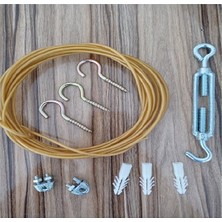 Ünal File Balkon Filesi Montaj Seti 2,50 x 1 Metre Için Montaj Aparatları Çelik Halat