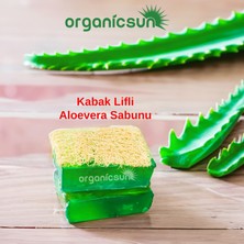 Organicsun Doğal Kabak Lifli Aloe Vera Sabunu 120 gr Tüm Cilt Tipleri Için B ve E Vitaminli