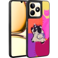 Musal Realme C53 4g Kılıf Parlayan Kabartmalı Ikonik Figürlü Amas Silikon Kapak