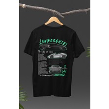 Fuddy Moda Unisex Lamborghini Aventador Sırt Baskılı T-Shirt, Racing Araba Yarış Temalı Baskılı Tişört