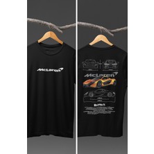 Unisex Mclaren P1 Sırt Baskılı T-Shirt, Racing Araba Yarış Temalı Baskılı Tişört