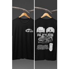 Fuddy Moda Unisex Audi R8 Sırt Baskılı T-Shirt, Racing Araba Yarış Temalı Baskılı Tişört