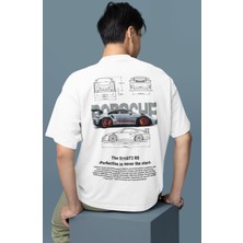 Fuddy Moda Oversize Grey Porsche 911 Gt3 Rs Srt Sırt Baskılı Tişört, Erkek-Kadın Araba Temalı Couple T-Shirt