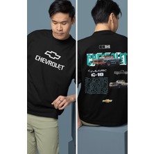 Fuddy Moda Oversize Chevrolet 1980 C10 Sırt Baskılı Tişört, Erkek-Kadın Araba Temalı Couple T-Shirt