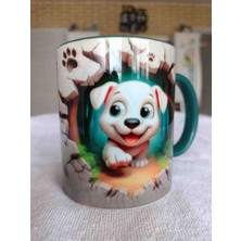 Mugs And Love Sevimli Köpek 3D Baskı Büyük Boy Kupa