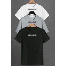 Only Trendwear  Brooklyn Baskılı Unisex Oversize 3'lü T-Shirt Paketi