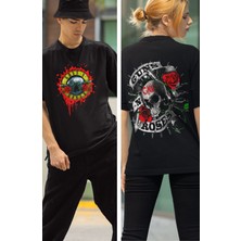 Fuddy Moda Guns N'roses Grup Sırt Baskılı T-Shirt, Unisex Rock Metal Temalı Tişört