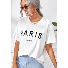 Only Trendwear  Unisex Paris Baskılı Oversize Tshirt