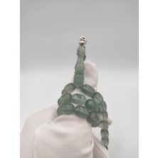 Altuntaş Usta Işçilikli Ateş Kehribar Su Yeşili Simli Yumurta Kesim Gümüş Kaplama Püskül