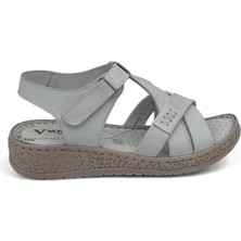 Voyager 9216 Kadın Deri Sandalet Saraçlı - Beyaz Nata - 36