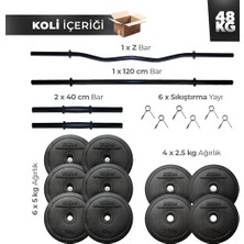 Aydın Sport 48 KG Z Bar ve Düz Barlı Halter Dambıl Seti
