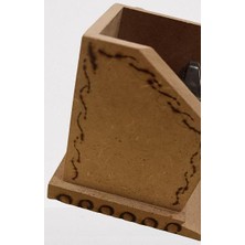 Bengi Ticaret Hobi Adn 90384 Dekoratif Masaüstü Kalemlik Kartvizitlik Saatli Ahşap Mdf Ham Renk