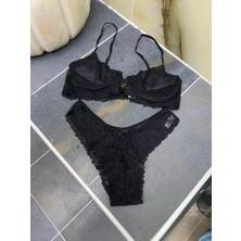 SMG Design Siyah Ipli Dantelli Bralet Takımı