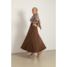 BAV Butik Ayvitrin Maxi Krep Kiloş Etek Kahverengi