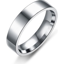6mm Parlak Düz Model Unisex Kadın Erkek Çelik Alyans Yüzük cl39