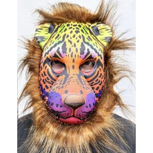 Markport Kahverengi Yeleli Saçlı Renkli Aslan Maskesi Mega Peluş 5 No