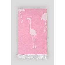 Kande Cotton Flamingo Desen Jakarlı Peştamal