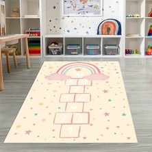 Napoli Home Dijital Baskılı Kaymaz Taban Yıkanabilir Eğlenceli Eğitici Çocuk Odası Halısı, N-Çocuk-12-Krem,
