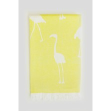 Kande Cotton Flamingo Desen Jakarlı Peştamal