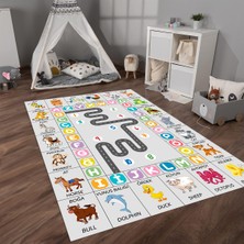 Napoli Home Dijital Baskılı Kaymaz Taban Yıkanabilir Eğlenceli Eğitici Çocuk Odası Halısı, N-Çocuk-44-Renlki,