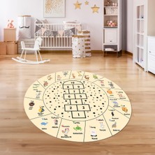 Napoli Home Dijital Baskılı Kaymaz Yıkanabilir Eğlenceli Yuvarlak Çocuk Odası Halısı, N-Y-Çocuk-36-Krem,