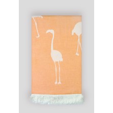 Kande Cotton Flamingo Desen Jakarlı Peştamal