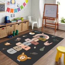 Napoli Home Dijital Baskılı Kaymaz Taban Yıkanabilir Eğlenceli Eğitici Çocuk Odası Halısı, N-Çocuk-29-Antrasit,