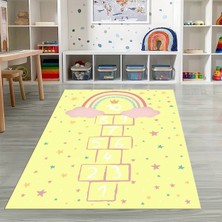 Napoli Home Dijital Baskılı Kaymaz Taban Yıkanabilir Eğlenceli Eğitici Çocuk Odası Halısı, N-Çocuk-12-Sarı,