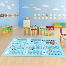 Napoli Home Dijital Baskılı Kaymaz Taban Yıkanabilir Eğlenceli Eğitici Çocuk Odası Halısı, N-Çocuk-05-Mavi,