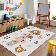 Napoli Home Dijital Baskılı Kaymaz Taban Yıkanabilir Eğlenceli Eğitici Çocuk Odası Halısı, N-Çocuk-29-Gri,