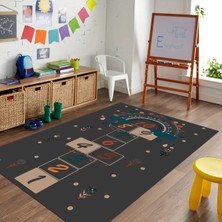 Napoli Home Dijital Baskılı Kaymaz Taban Yıkanabilir Eğlenceli Eğitici Çocuk Odası Halısı, N-Çocuk-30-Antrasit,