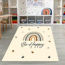 Napoli Home Dijital Baskılı Kaymaz Taban Yıkanabilir Eğlenceli Eğitici Çocuk Odası Halısı, N-Çocuk-14-Krem,