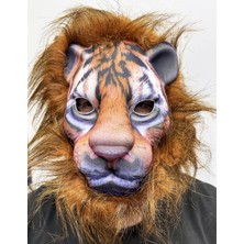 Markport Kahverengi Yeleli Saçlı Peluş Aslan Maskesi Mega Peluş 13 No