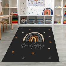 Napoli Home Dijital Baskılı Kaymaz Taban Yıkanabilir Eğlenceli Eğitici Çocuk Odası Halısı, N-Çocuk-14-Antrasit,