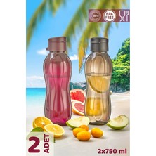 Senza 2’li Eco Şişe Suluk - Pratik Kapak Matara 2x 750 ml Siyah - Mor