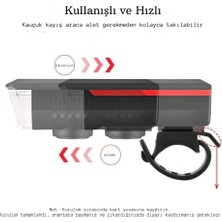 Techtic Güneş Enerejili Bisiklet Feneri Korna Su Geçirmez Solar Scooter Işık Şarj Edilebilir Ön Far (Mavi)