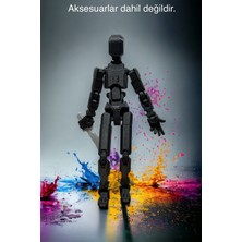 Main Collectibles KNK13 Full Siyah Aksiyon Figürü Robot Dummy 13 Figür Tüm Eklemleri Hareketli Oyuncak 1 Adet