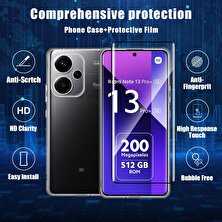 MTK Moveteck Xiaomi Redmi Note 13 Pro+ Plus Kılıf Kamera Çıkıntılı Şeffaf Silikon + Ekran Koruyucu Nano Cam 2'li Set