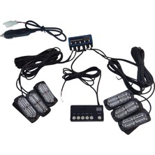 17 fonksiyonlu çakar lamba 12-30v 24 led 6 adet kırmızı*mavi set / LAPA549