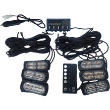 17 fonksiyonlu çakar lamba 12-30v 24 led 6 adet sarı*sarı set / LAPA549-1