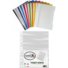 Artlantis 10 Renk Telli Dosya ve 100 Adet Poşet Dosya 1 Paket 10 Lu Telli Dosya Poşet Dosya Okul Büro Ofis