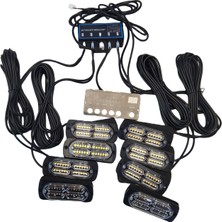 17 fonksiyonlu çakar lamba 12-30v 24 led 8 adet kırmızı*mavi set / LAPA548